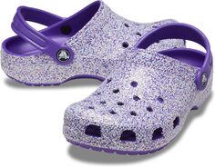 Сабо Classic Glitter Clog Crocs, цвет Neon Purple/Multi