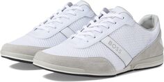 Кроссовки Saturn Low Profile Suede Trimmed Sneakers BOSS, цвет Bright White/Pebble Grey