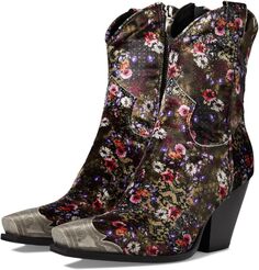 Сапоги Brayden Print Western Boot Free People, цвет Black Floral Velvet