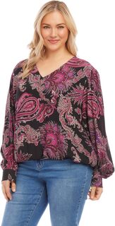 Блузка больших размеров с V-образным вырезом Karen Kane, цвет Paisley