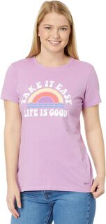 Футболка Crusher-Lite с короткими рукавами Take It Easy Rainbow Waves Life is Good, цвет Violet Purple