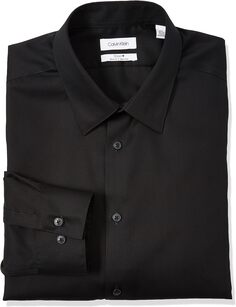 Мужские классические рубашки приталенного кроя без железа, однотонные Calvin Klein, черный