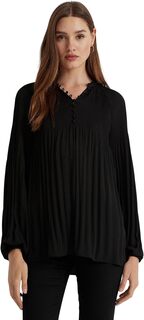 Плиссированная блузка из жоржета LAUREN Ralph Lauren, цвет Polo Black
