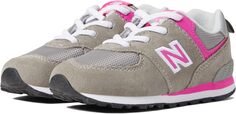 Кроссовки 574 Bungee Lace New Balance, цвет Grey/Pink