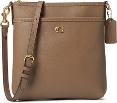 Сумка Cross Grain Leather Kitt COACH, цвет Dark Stone