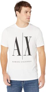 Футболка с логотипом Icon Armani Exchange, цвет White/Black Print