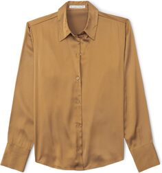 Атласная рубашка с длинными рукавами Abercrombie &amp; Fitch, цвет Golden