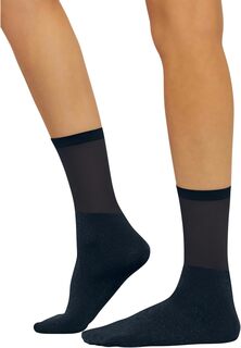 Блестящие прозрачные носки Wolford, цвет Black/Pewter
