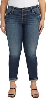 Джинсы Plus Size Girlfriend Mid-Rise Slim Leg Jeans W27129EAE480 Silver Jeans Co., цвет Indigo