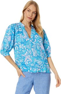 Лен с рукавами до локтя Mialeigh Lilly Pulitzer, цвет Amalfi Blue Sound The Sirens