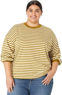 Хлопковая футболка с длинными рукавами Plus Supima Essential в цвете Zetta Stripe Madewell, цвет Spiced Olive