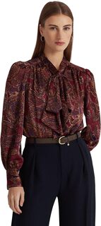 Атласная блузка с шармезом и узором пейсли LAUREN Ralph Lauren, цвет Burgundy Multi
