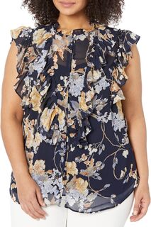 Рубашка без рукавов из жоржета с цветочным принтом больших размеров LAUREN Ralph Lauren, цвет Navy Multi