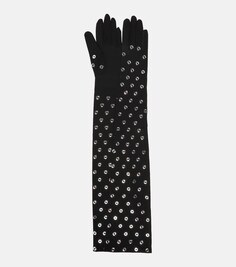 Перчатки из джерси с люверсами Alaïa, черный