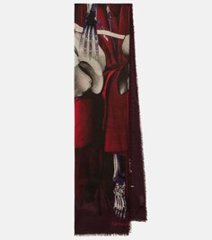 Шерстяной шарф с принтом Alexander Mcqueen, красный