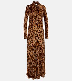 Платье макси с леопардовым принтом Rabanne, мультиколор