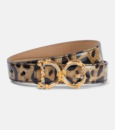 Лакированный ремень dg с леопардовым принтом Dolce&amp;Gabbana, мультиколор