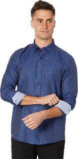 Классическая рубашка с длинным рукавом Johnston &amp; Murphy, цвет Navy Twill Windowpane