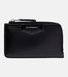 Кожаный картхолдер antigona на молнии Givenchy, черный