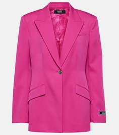 Приталенный пиджак из натуральной шерсти Versace, розовый