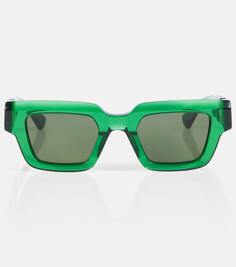 Непримиримые прямоугольные солнцезащитные очки Bottega Veneta, зеленый