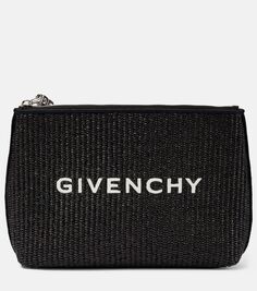 Клатч из рафии с логотипом Givenchy, черный