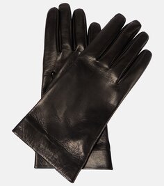 Кожаные перчатки на шелковой подкладке Saint Laurent, черный