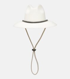Соломенная шляпа-федора с декором monili Brunello Cucinelli, бежевый