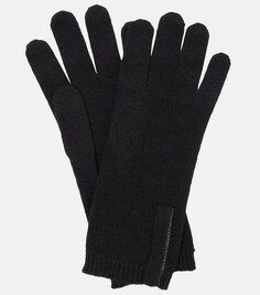 Украшенные кашемировые вязаные перчатки Brunello Cucinelli, черный