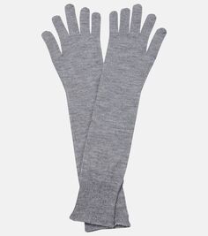 Кашемировые и шелковые перчатки Alaïa, серый