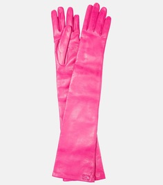 Фирменные кожаные перчатки vlogo Valentino Garavani, розовый