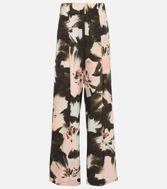 Широкие брюки pila с завышенной талией и цветочным принтом Dries Van Noten, мультиколор