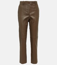 Прямые кожаные брюки coleman со средней посадкой Joseph, коричневый