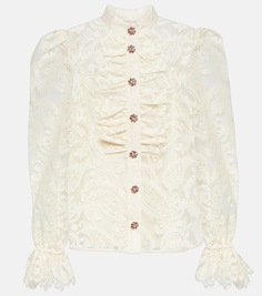 Лирическая блузка из хлопкового кружева Zimmermann, белый
