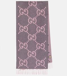 Кашемировый шарф с жаккардовым узором gg Gucci, мультиколор