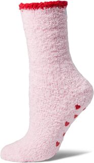 Пушистые однотонные носки с захватами в виде красных сердечек Karen Neuburger, розовый