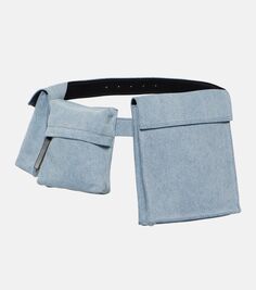 Джинсовая поясная сумка с кожаной отделкой The Attico, синий