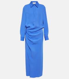 Платье-рубашка cady couture из шелка Valentino, синий