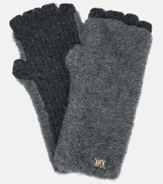 Перчатки мэнни из альпаки, шерсти и шелка Max Mara, серый