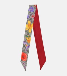 Шелковый галстук gg flora Gucci, бежевый