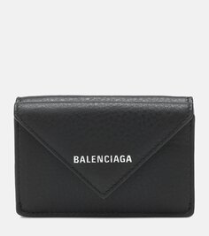 Кожаный кошелек с тиснением Balenciaga, черный