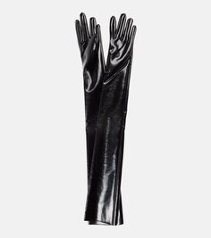 Перчатки из искусственной лакированной кожи Norma Kamali, черный