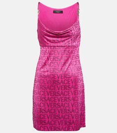Versace атласное мини-платье с декором medusa &apos;95 по всей длине Versace, розовый