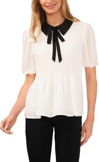 Блуза с воротником-буфами и защипами на шее CeCe, цвет New Ivory