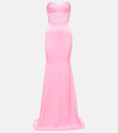 Атласное креповое платье barkley без бретелек Alex Perry, розовый