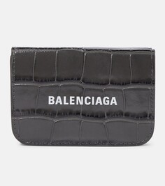 Кошелек из кожи с тиснением под крокодила и логотипом Balenciaga, серый