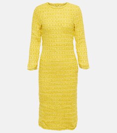 Твидовое платье миди Balenciaga, желтый