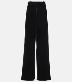 Широкие бархатные брюки с высокой посадкой Nina Ricci, черный