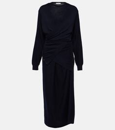 Платье миди-свитера с эффектом «тромплей» Lemaire, синий