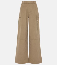 Хлопковые брюки карго с высокой посадкой и широкими штанинами Ami Paris, коричневый